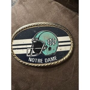 Vintage Notre Dame Football Belt Buckle Brass 1978 Midwestern MFG USA